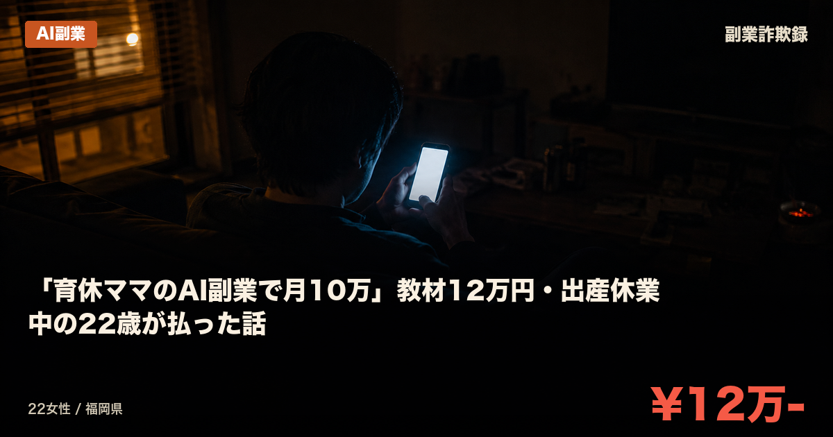「育休ママのAI副業で月10万」教材12万円・出産休業中の22歳が払った話