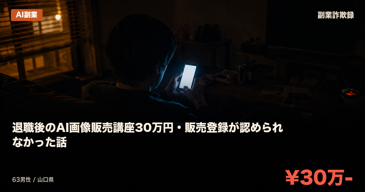 退職後のAI画像販売講座30万円・販売登録が認められなかった話