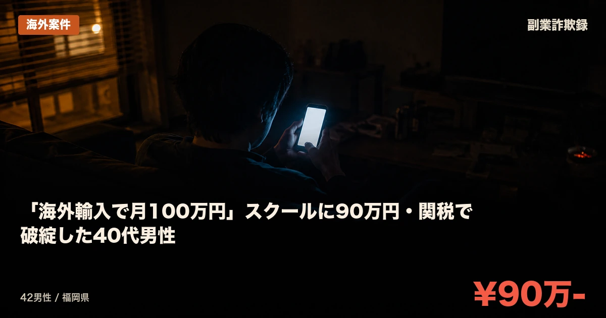 「海外輸入で月100万円」スクールに90万円・関税で破綻した40代男性